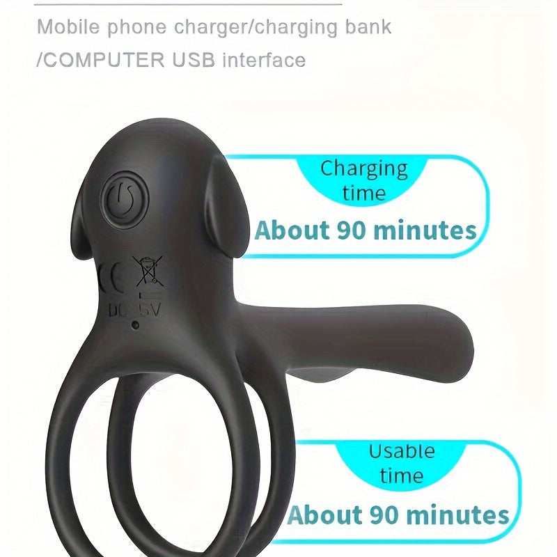 Male and Female Couple Resonance Delay Locking Semen Ring Double Ring Penis Sleeve Adult Sex Toys