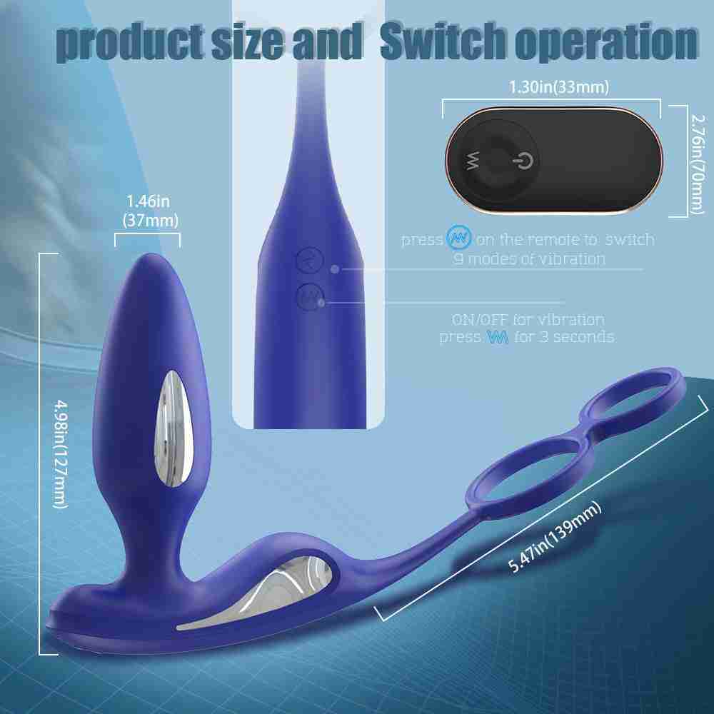 Male Prostate Massager Double Ring Semen Locking Ring Wireless Remote Control Current Back Court Supplies Vibrating Anal Plug